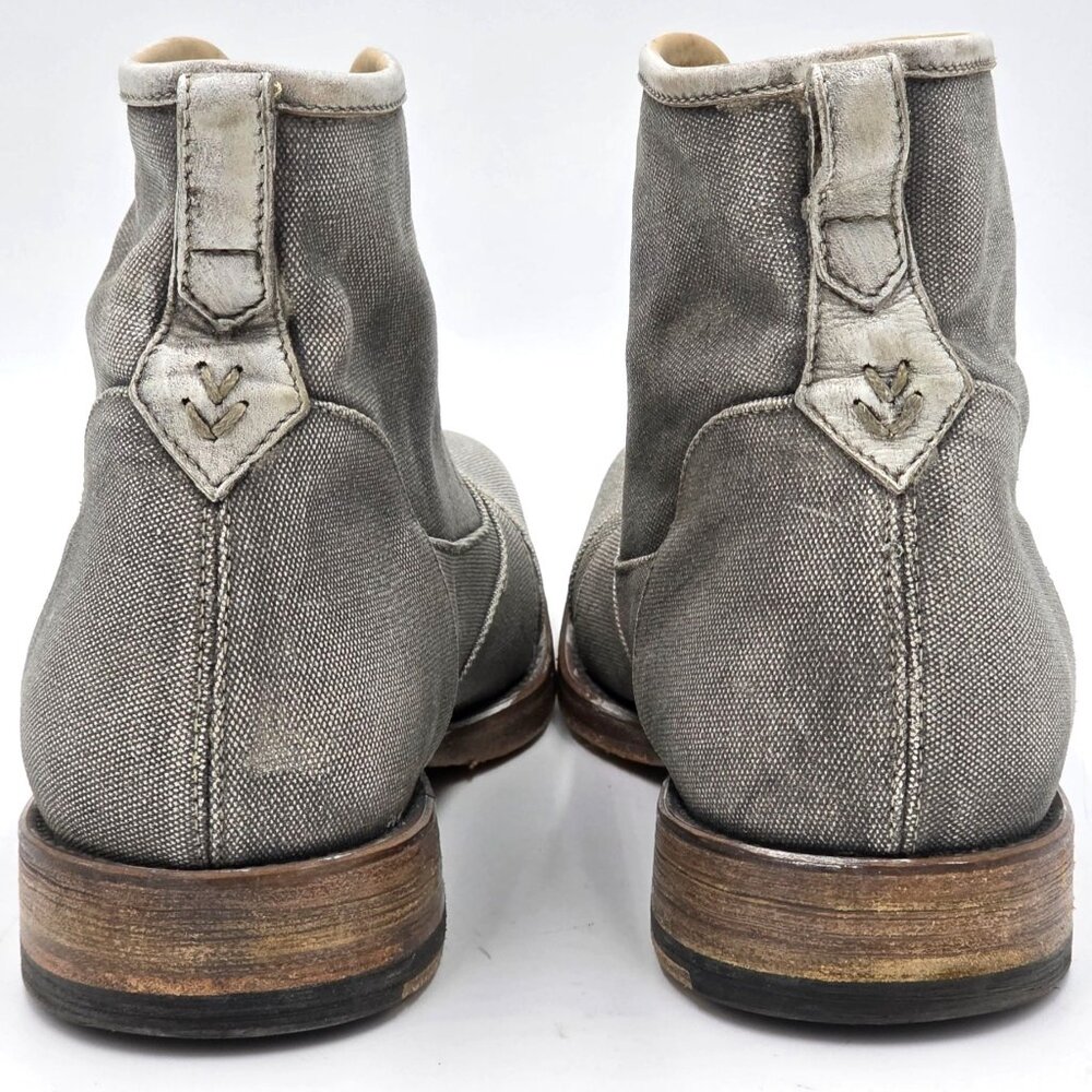 $698 John Varvatos Italy Fleetwood Mens 9 Distressed Gray Canvas Combat Boots - Picture 4 of 12